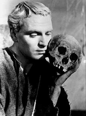 Olivier as Hamlet, with the skull of the jester