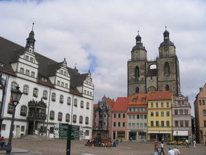 Wittenberg - Market Square looking much as it did in 1502, when the university (attended by Hamlet in the play) was founded 