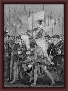 Queen Elizabeth with the troops at Tilbury as the Spanish armada arrived