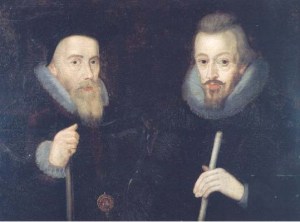 William Cecil Lord Burghley (l) and his son Robert Cecil (r)