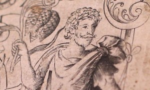 Part of the engraving that appeared in the 1597 book "Herbal" by John Gerard -- depicting Shakespeare? (Photo by Peter Macdiarmid/Getty Images)